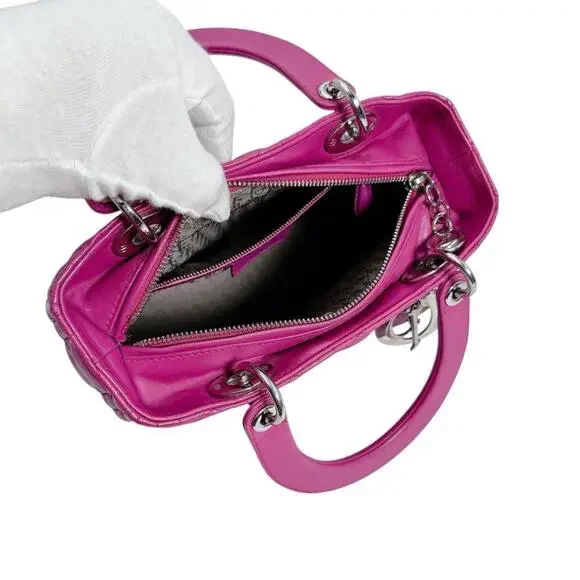 CHRISTIAN DIOR Pink Lambskin Leather Shoulder Bag - Picture 11 of 16